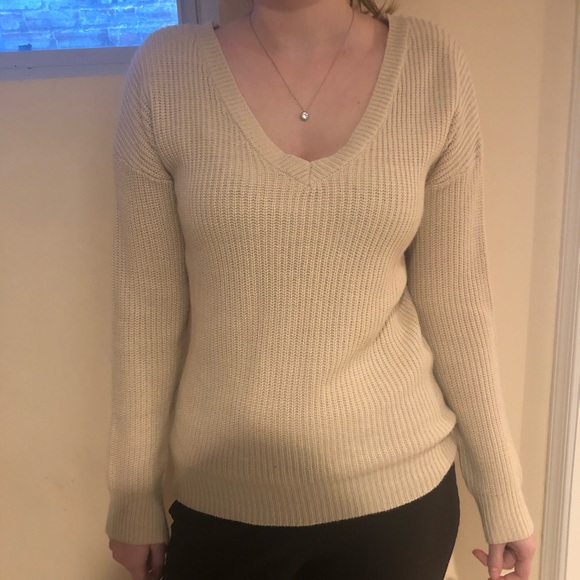 Unknown | Knit Sweater Tie Back Cream Taupe Top - Picture 2 of 8